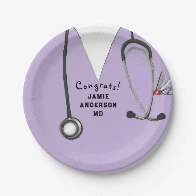 Medical School Graduation Party Paper Plate (Front)