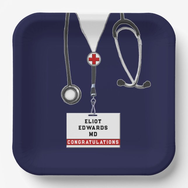 Medical School Graduation Party Paper Plates (Front)