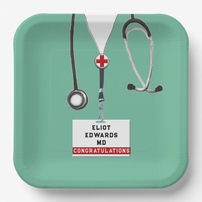 Medical School Graduation Party Paper Plates (Front)