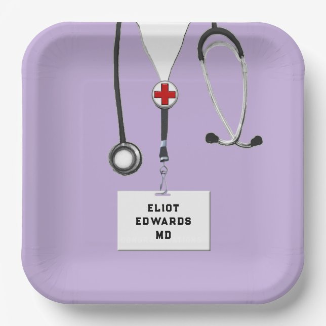 Medical School Graduation Party Paper Plates (Front)