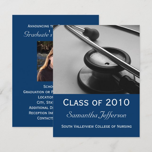 Medical School, Nursing Photo Graduation Invite (Front/Back)