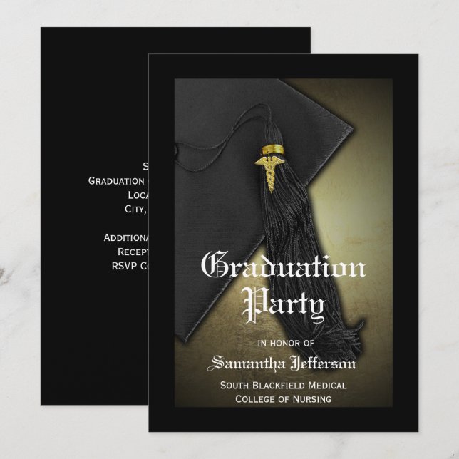 Medical School or Nursing Graduation Party Invitation (Front/Back)