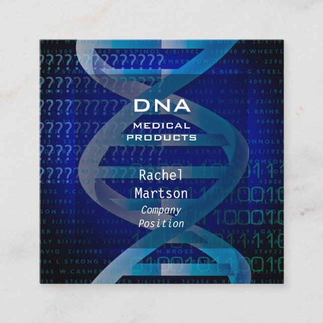 Medical Science DNA Modern Square Business Card (Front)
