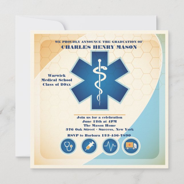 Medical Science Graduate Party Invitation Custom (Front)