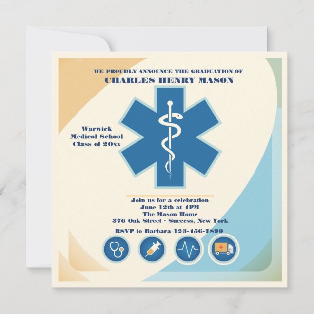 Medical Science Graduate Party Invitation Custom 2 (Front)