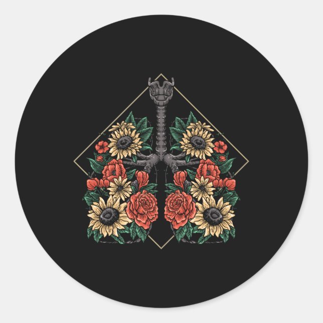 Medical Science Pulmonologist Anatomical Lungs Flo Classic Round Sticker (Front)