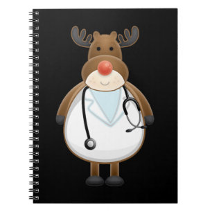 Medical Scrub Top Reindeer Nurse with Stethoscope Notebook
