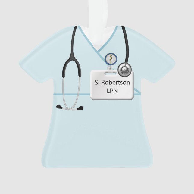 Medical Scrubs Design In Light Blue Ornament (Front)