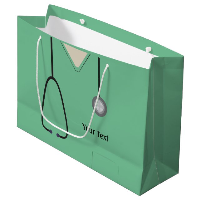 Medical Scrubs Doctor Nurse Lt Green Lg Gift Bag (Front Angled)