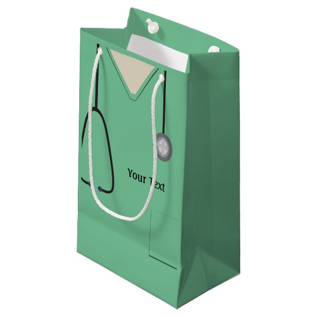 Medical Scrubs Doctor Nurse Lt Green Sml Gift Bag (Front Angled)