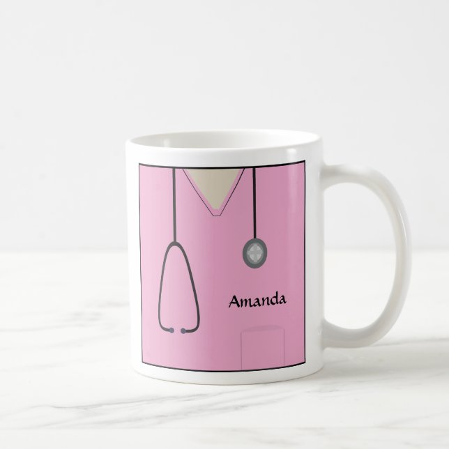 Medical Scrubs Doctor Nurse Pink Mug (Right)