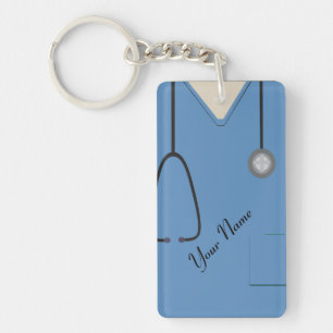 Medical Scrubs Nurse Doctor Blue Custom Acrylic Key Ring