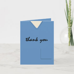 Medical Scrubs Nurse Doctor Blue Custom Thank You Card