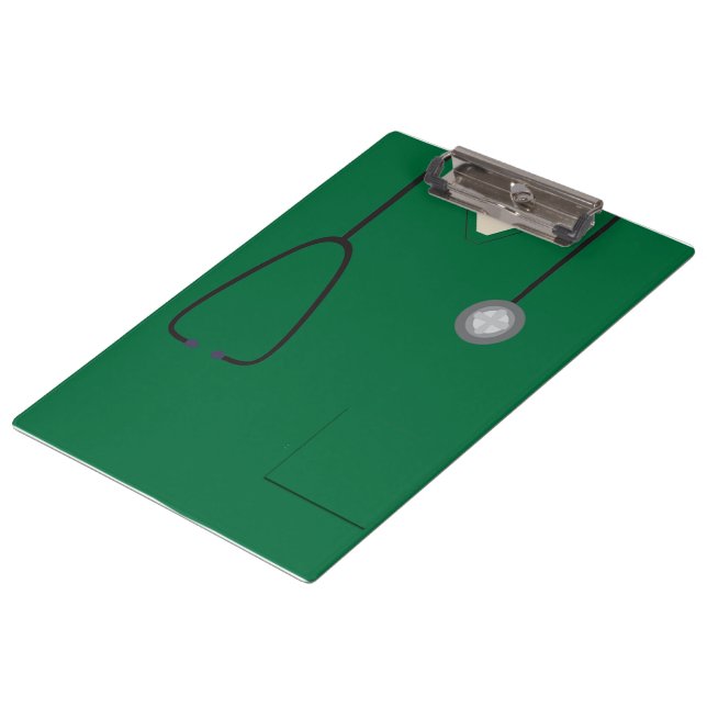 Medical Scrubs Nurse Doctor Dark Green Clipboard (Angled)