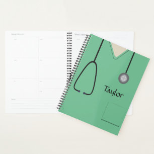 Medical Scrubs Nurse Doctor Light Green Planner