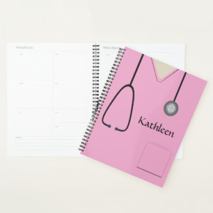 Medical Scrubs Nurse Doctor Pink Planner