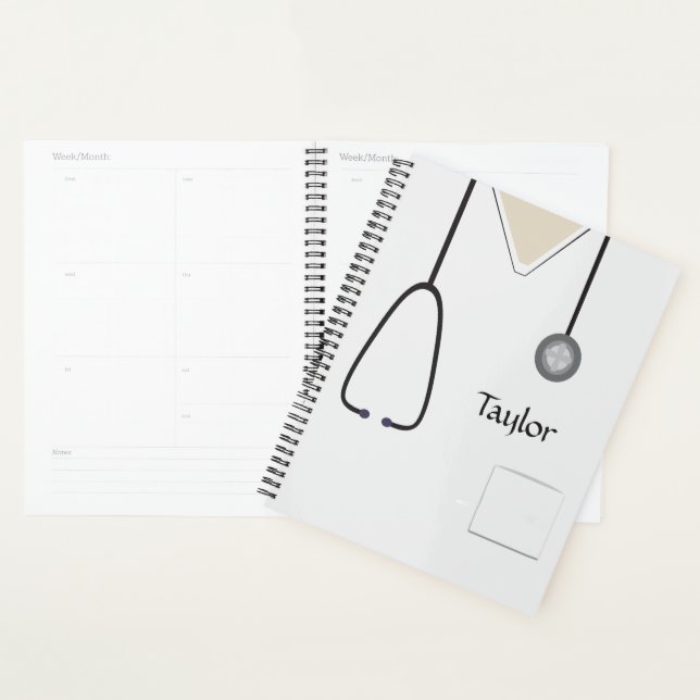 Medical Scrubs Nurse Doctor White Planner (Display)