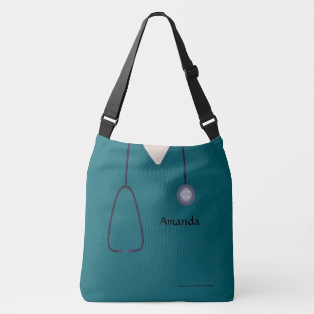 Medical Scrubs Nurse Teal AOPLCBB Crossbody Bag (Front)