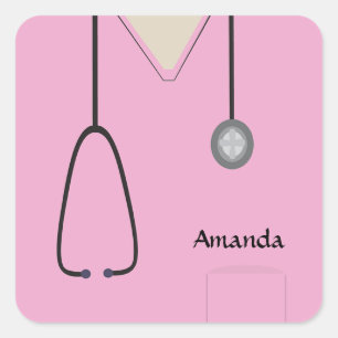Medical Scrubs Pink Sticker