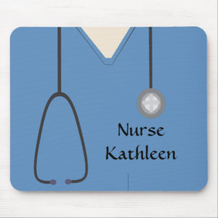 Medical Scrubs Uniform Blue Mouse Mat