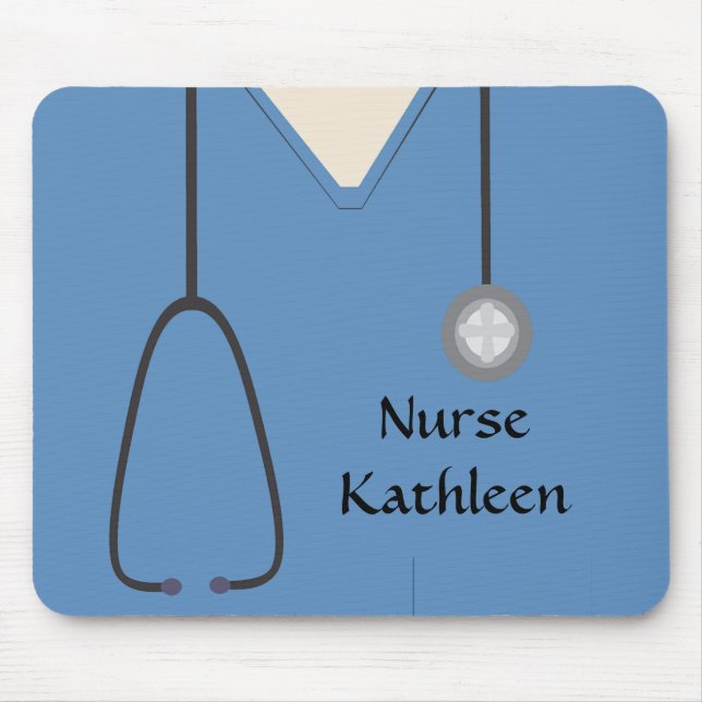 Medical Scrubs Uniform Blue Mouse Mat (Front)