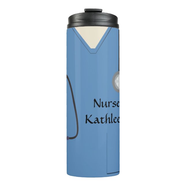 Medical Scrubs Uniform Blue Thermal Tumbler (Front)
