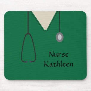 Medical Scrubs Uniform Green Mouse Mat