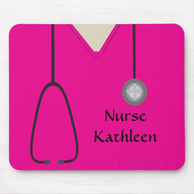 Medical Scrubs Uniform Hot Pink Mouse Mat (Front)