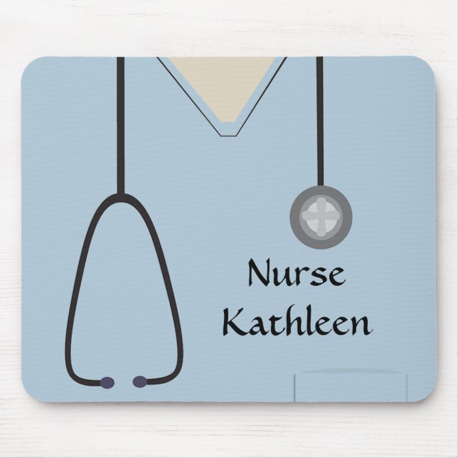 Medical Scrubs Uniform Light Blue Mouse Mat (Front)