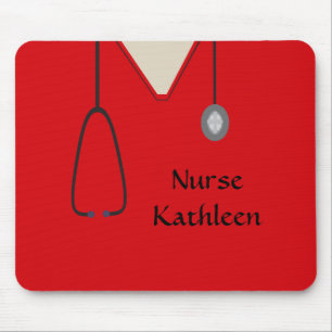 Medical Scrubs Uniform Red Mouse Mat