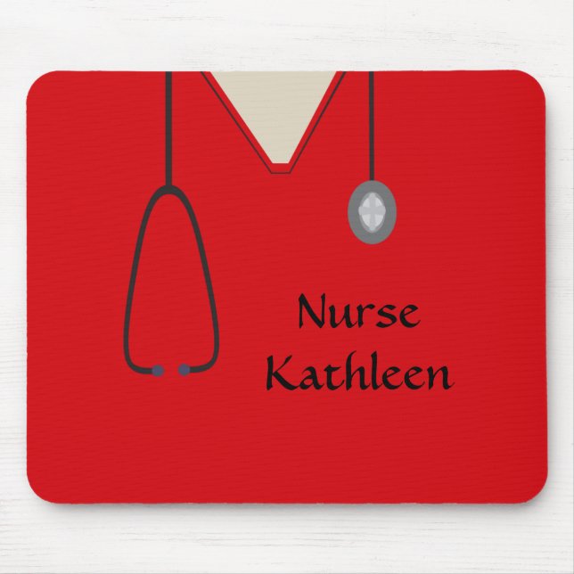 Medical Scrubs Uniform Red Mouse Mat (Front)