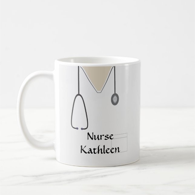 Medical Scrubs Uniform White Coffee Mug (Left)