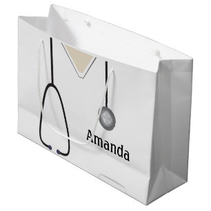 Medical Scrubs White Lg Gift Bag