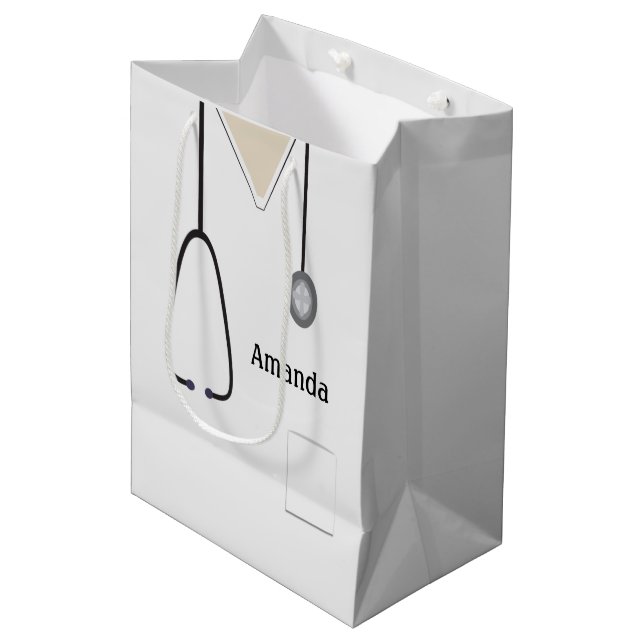 Medical Scrubs White MGB Medium Gift Bag (Front Angled)