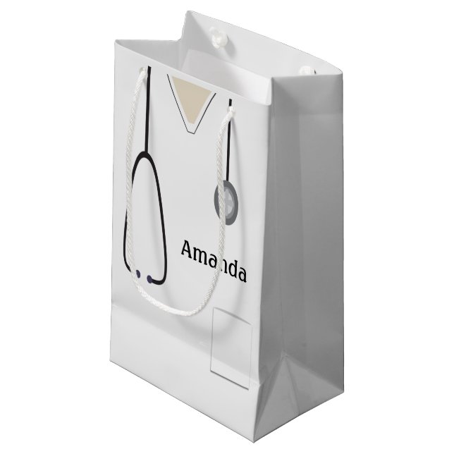 Medical Scrubs White SGB Small Gift Bag (Front Angled)