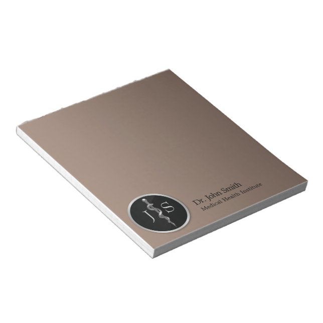 Medical Silver Classy Noble Rod of Asclepius Notepad (Angled)