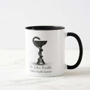 Medical Snake Black Bowl Hygieia White Caduceus Mug