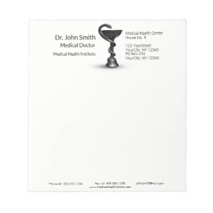 Medical Snake Black Bowl Hygieia White Caduceus Notepad