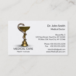 Medical Snake Bowl Hygieia White Bronze Caduceus Business Card
