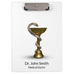 Medical Snake Bowl Hygieia White Caduceus Bronze Clipboard