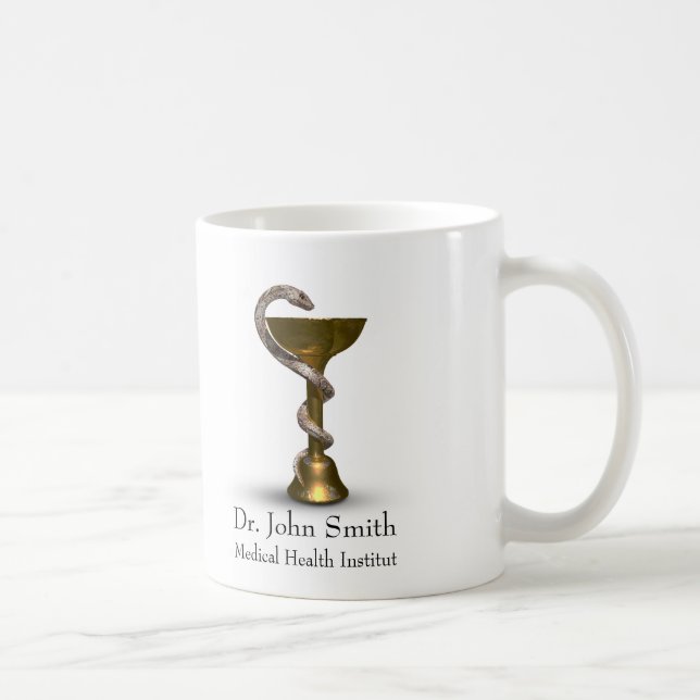 Medical Snake Bronze Bowl Hygieia White Caduceus Coffee Mug (Right)