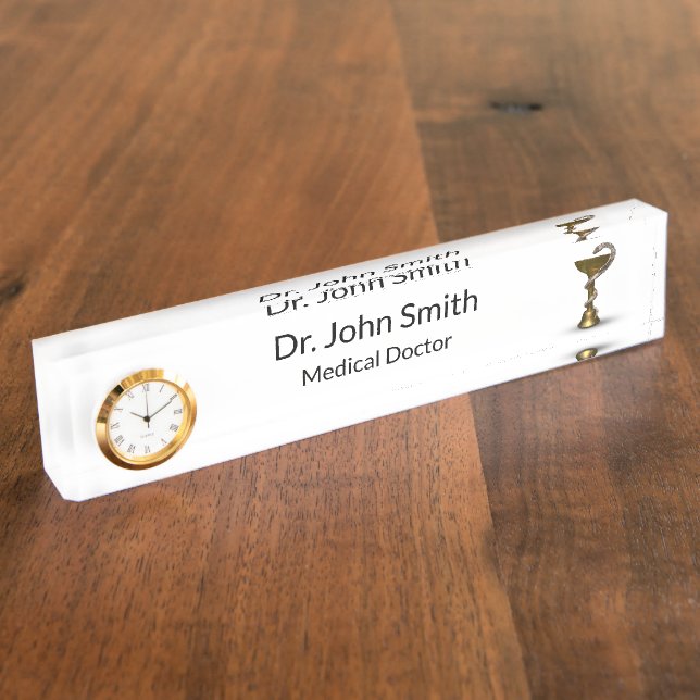 Medical Snake Bronze Bowl Hygieia White Caduceus Nameplate (Side)