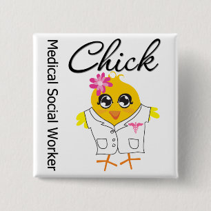 Medical Social Worker Chick 15 Cm Square Badge