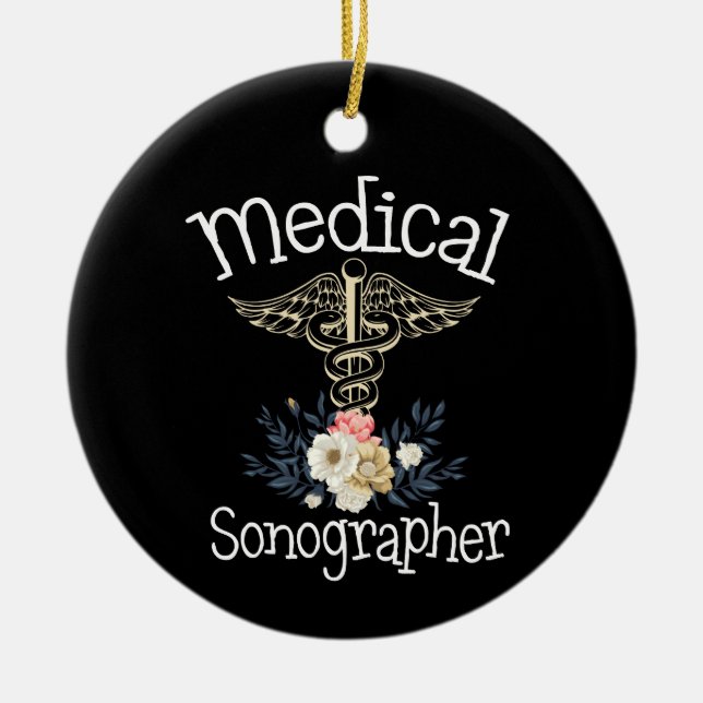 Medical Sonographer Cute Sonography Gift Ceramic Tree Decoration (Front)