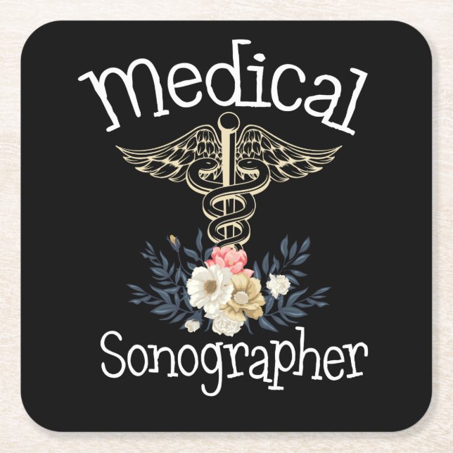 Medical Sonographer Cute Sonography Gift Square Paper Coaster (Front)