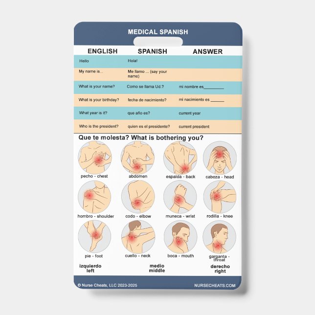 Medical Spanish - Basic Assessment ID Badge (Front)