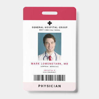 Medical Staff ID + Barcode Vertical Badge