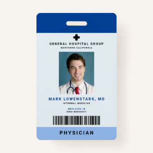 Medical Staff ID + Barcode Vertical ID Badge