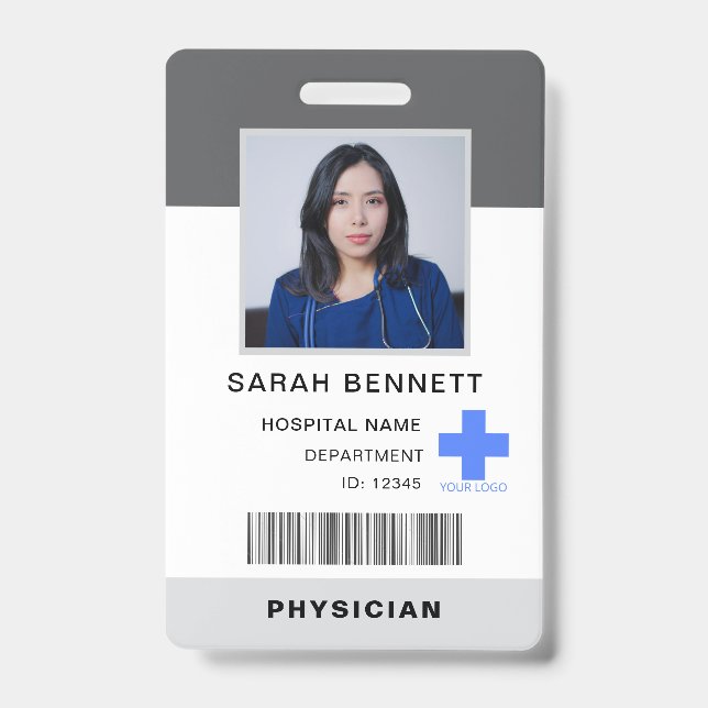 Medical Staff Photo ID | Hospital Employee Logo  Badge (Front)