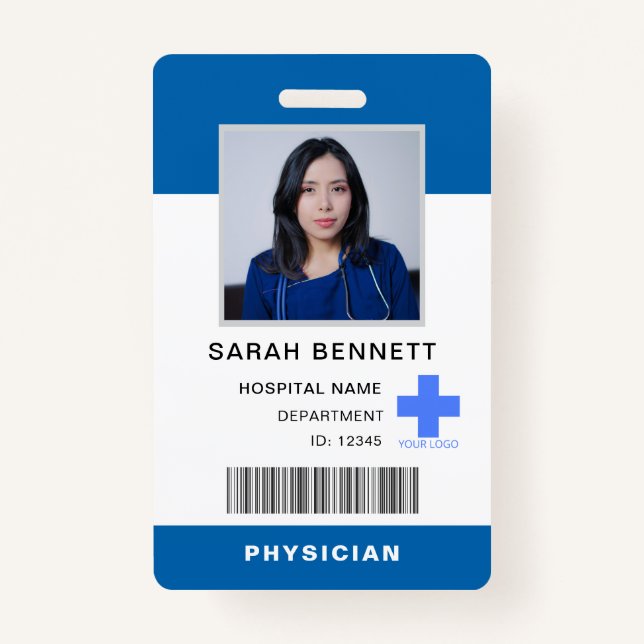 Medical Staff Photo ID | Hospital Employee Logo  ID Badge (Front)